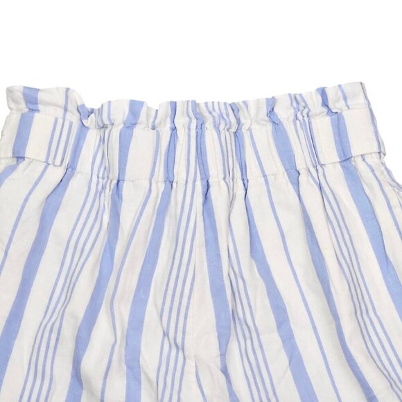 Forever 21 Blue White Shorts Zipper Elastic Pockets Linen High Waist Size Small - Picture 9 of 11